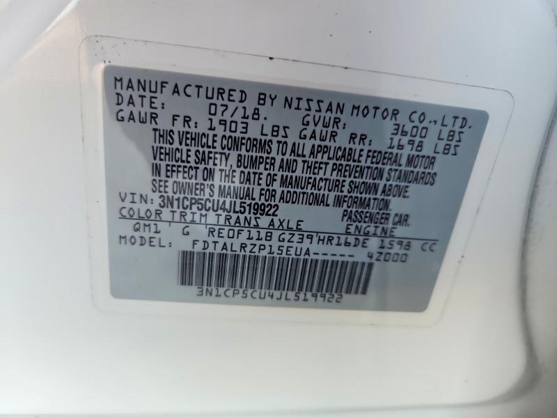 Продажа на аукционе авто 2018 Nissan Kicks, vin: 3N1CP5CU4JL519922, номер лота: 58744936