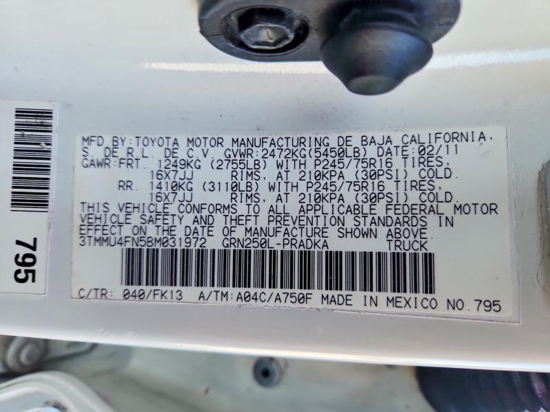 Aukcja sprzedaży 2011 Toyota Tacoma, vin: 3TMMU4FN5BM031972, numer aukcji: 56549356
