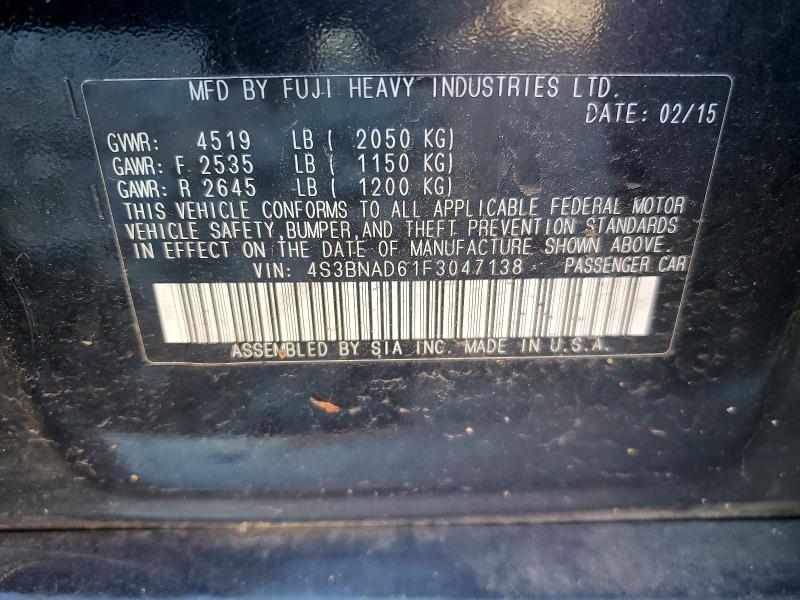 Aukcja sprzedaży 2015 Subaru Legacy, vin: 4S3BNAD61F3047138, numer aukcji: 56276126