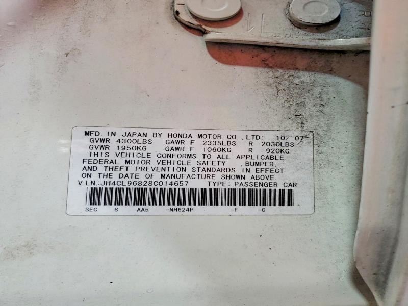 Продаж на аукціоні авто 2008 Acura Tsx, vin: JH4CL96828C014657, номер лоту: 57888766