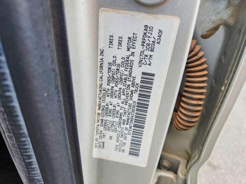 58802816 :رقم المزاد ، 5TEHN72N94Z383819 vin ، 2004 Toyota Tacoma مزاد بيع