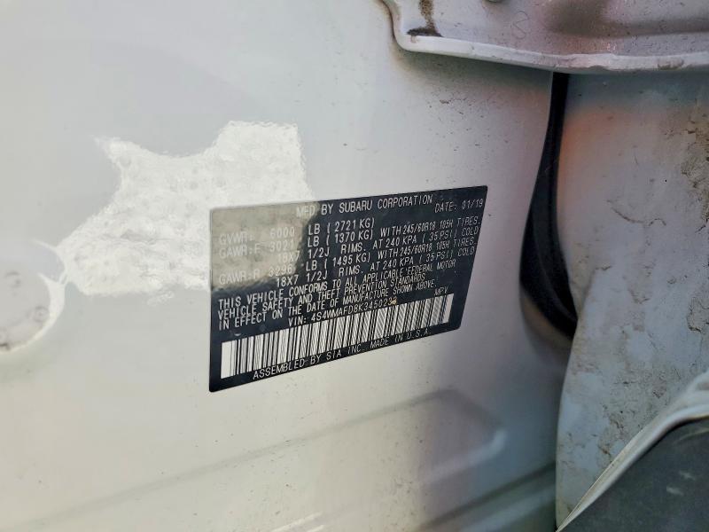 2019 Subaru Ascent მანქანა იყიდება აუქციონზე, vin: 4S4WMAFD8K3450233, აუქციონის ნომერი: 55672226