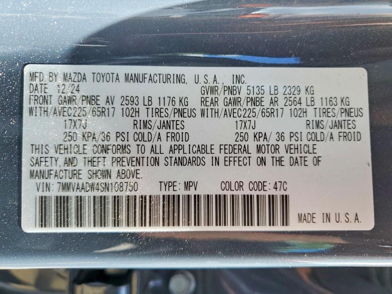 57440506 :رقم المزاد ، 7MMVAADW4SN108750 vin ، 2025 Mazda Cx-50 مزاد بيع