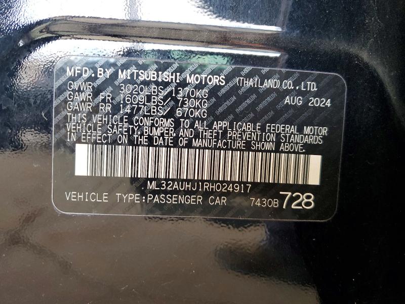 55923616 :رقم المزاد ، ML32AUHJ1RH024917 vin ، 2024 Mitsubishi Mirage مزاد بيع