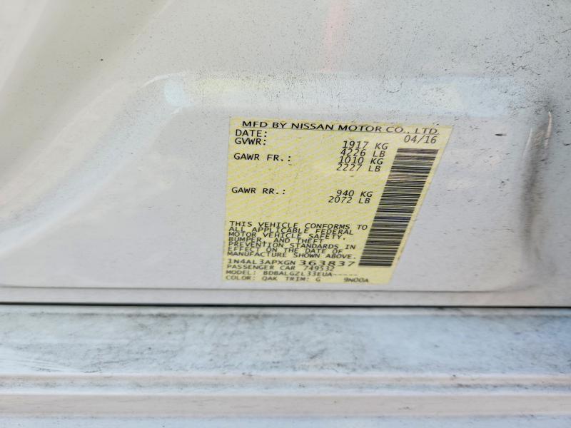 56802736 :رقم المزاد ، 1N4AL3APXGN363837 vin ، 2016 Nissan Altima مزاد بيع