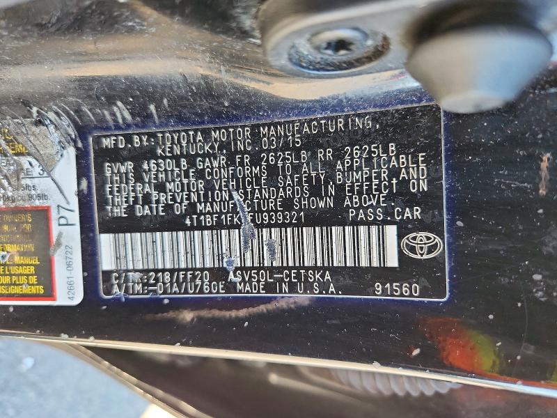 Aukcja sprzedaży 2015 Toyota Camry, vin: 4T1BF1FK8FU939321, numer aukcji: 58784246