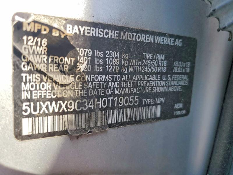 Продаж на аукціоні авто 2017 Bmw X3, vin: 5UXWX9C34H0T19055, номер лоту: 57234966