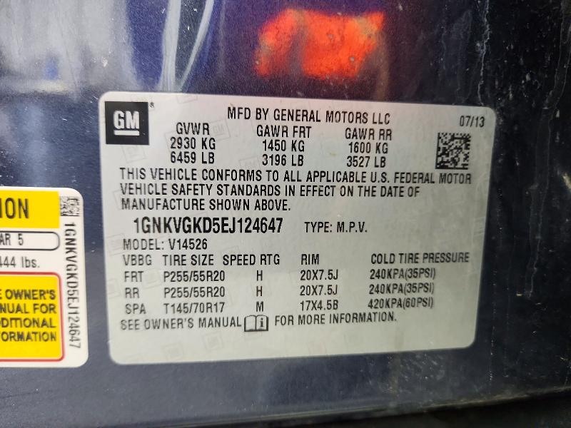 Aukcja sprzedaży 2014 Chevrolet Traverse, vin: 1GNKVGKD5EJ124647, numer aukcji: 57566796