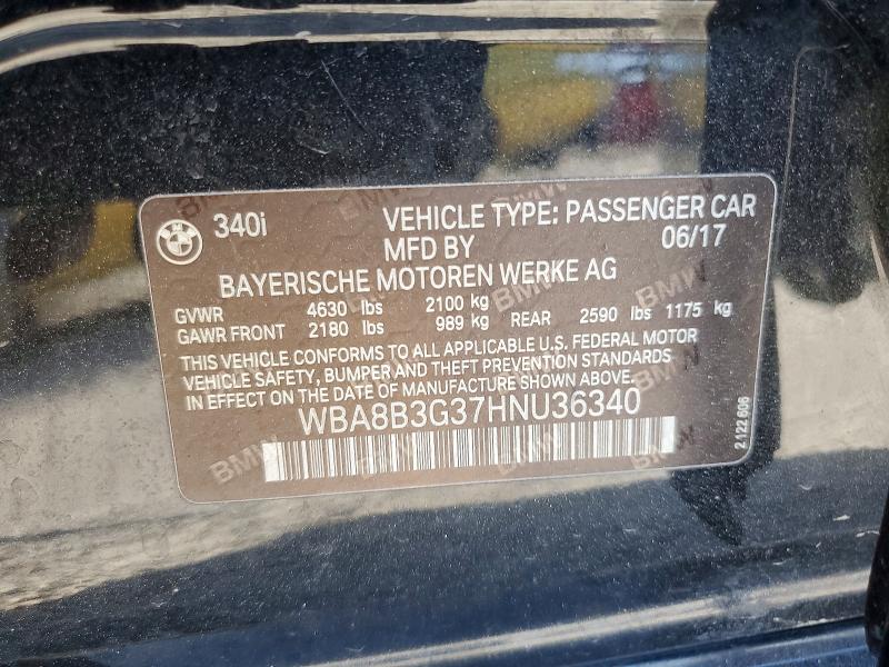 Продаж на аукціоні авто 2017 Bmw 340, vin: WBA8B3G37HNU36340, номер лоту: 57726696