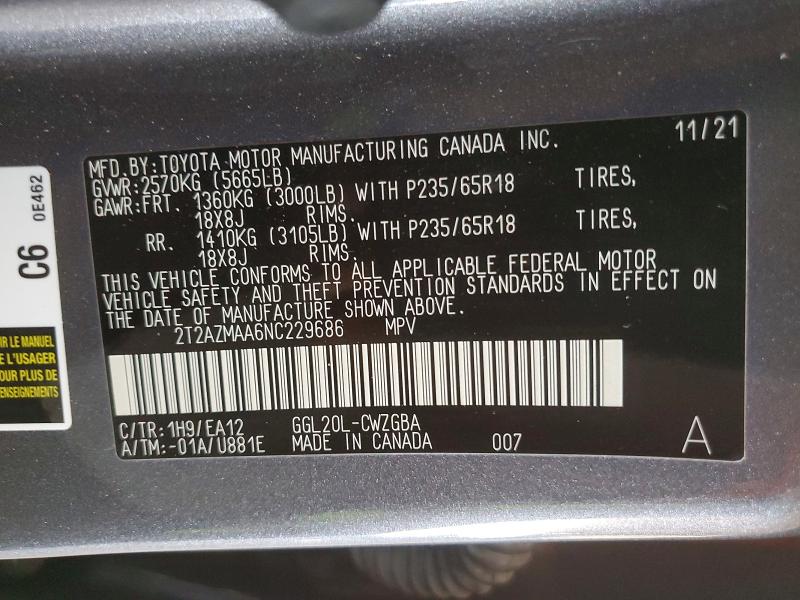Продаж на аукціоні авто 2022 Lexus Rx 350, vin: 2T2AZMAA6NC229686, номер лоту: 59162716