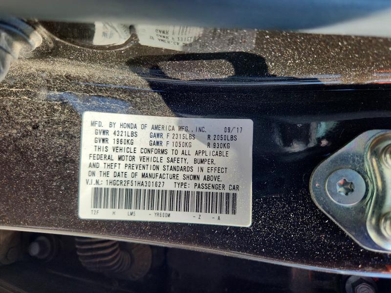 58925766 :رقم المزاد ، 1HGCR2F51HA301627 vin ، 2017 Honda Accord مزاد بيع
