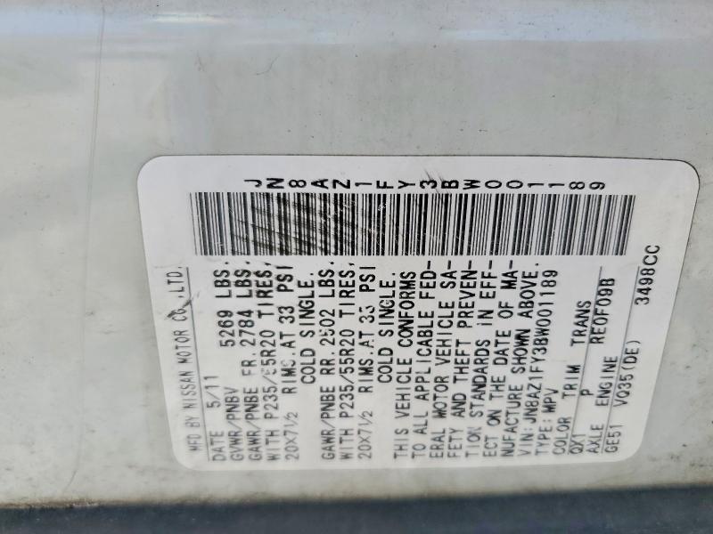Aukcja sprzedaży 2011 Nissan Murano, vin: JN8AZ1FY3BW001189, numer aukcji: 56984366