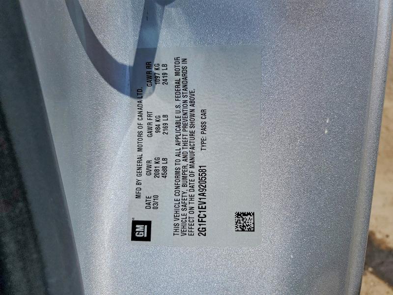 59252106 :رقم المزاد ، 2G1FC1EV1A9205581 vin ، 2010 Chevrolet Camaro مزاد بيع