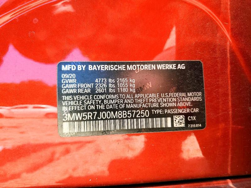 Продаж на аукціоні авто 2021 Bmw 330xi, vin: 3MW5R7J00M8B57250, номер лоту: 56052576