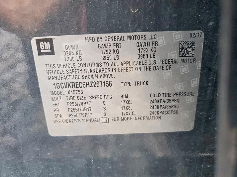 Aukcja sprzedaży 2017 Chevrolet Silverado, vin: 1GCVKREC6HZ267156, numer aukcji: 58291986