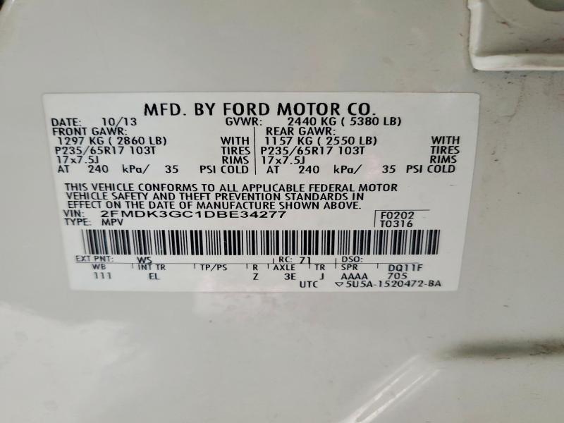 Aukcja sprzedaży 2013 Ford Edge, vin: 2FMDK3GC1DBE34277, numer aukcji: 58077036