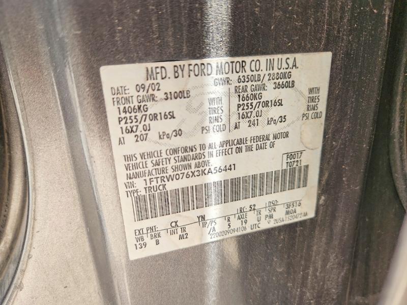 55649856 :رقم المزاد ، 1FTRW076X3KA56441 vin ، 2003 Ford F150 مزاد بيع
