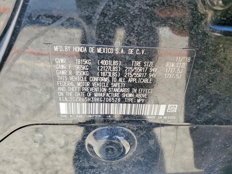56875396 :رقم المزاد ، 3CZRU5H39KG706528 vin ، 2019 Honda Hr-v مزاد بيع