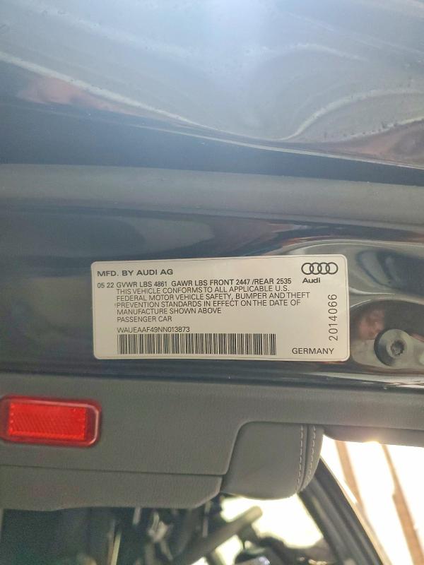 Продаж на аукціоні авто 2022 Audi A4, vin: WAUEAAF49NN013873, номер лоту: 56738586