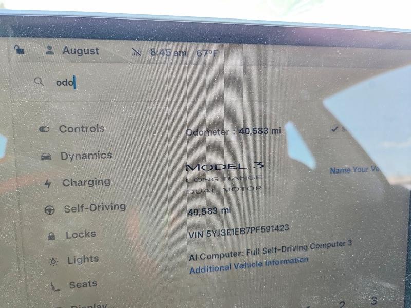Продаж на аукціоні авто 2023 Tesla Model 3, vin: 5YJ3E1EB7PF591423, номер лоту: 57402796