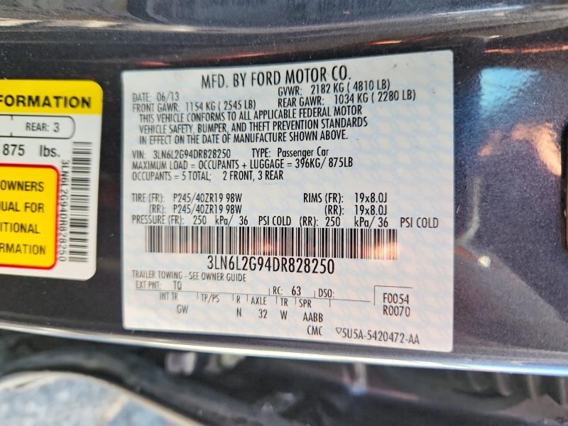 57656566 :رقم المزاد ، 3LN6L2G94DR828250 vin ، 2013 Lincoln Mkz مزاد بيع