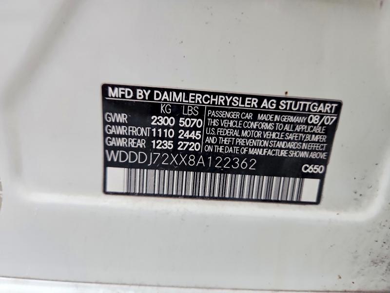 58153016 :رقم المزاد ، WDDDJ72XX8A122362 vin ، 2008 Mercedes-benz Cls مزاد بيع