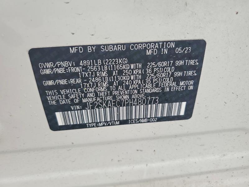 57666366 :رقم المزاد ، JF2SKAEC7PH480773 vin ، 2023 Subaru Forester مزاد بيع