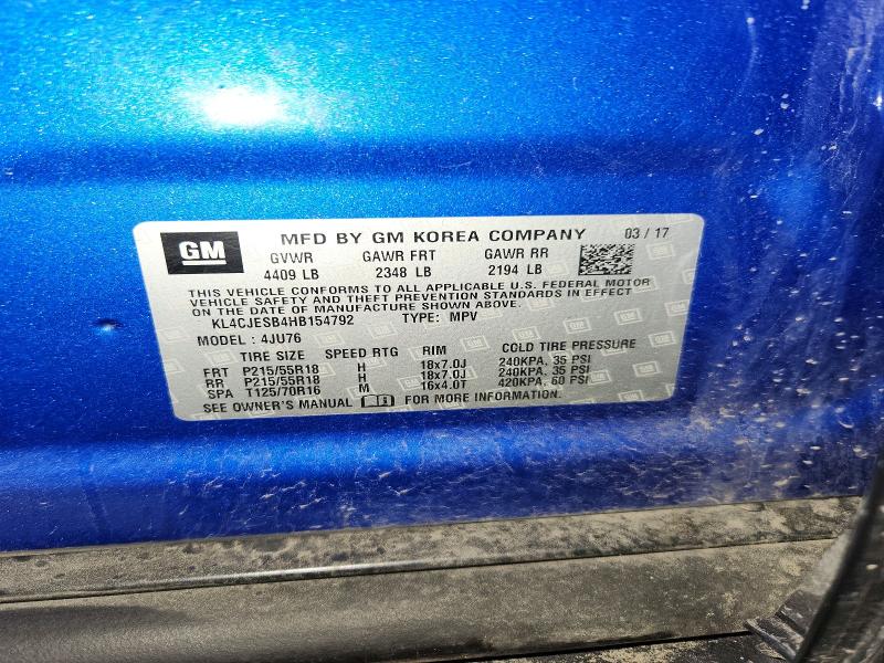 57063486 :رقم المزاد ، KL4CJESB4HB154792 vin ، 2017 Buick Encore مزاد بيع