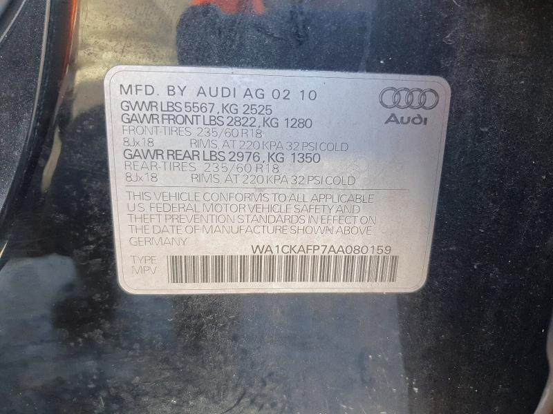 Aukcja sprzedaży 2010 Audi Q5, vin: WA1CKAFP7AA080159, numer aukcji: 58914056