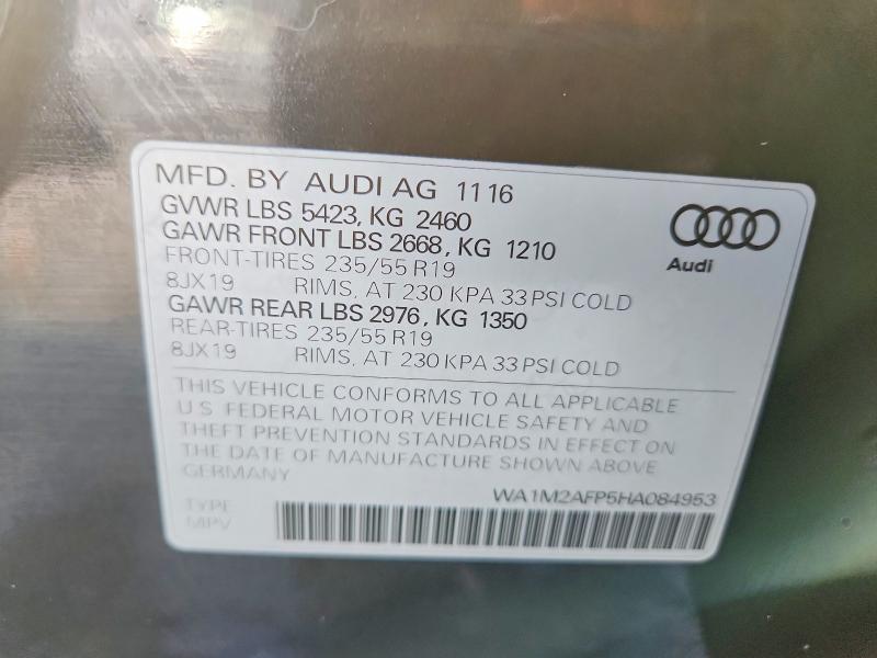 Продаж на аукціоні авто 2017 Audi Q5, vin: WA1M2AFP5HA084953, номер лоту: 58419136