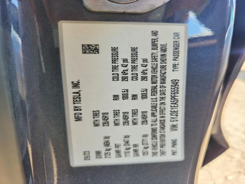 Aukcja sprzedaży 2023 Tesla Model 3, vin: 5YJ3E1EA5PF655949, numer aukcji: 58820736