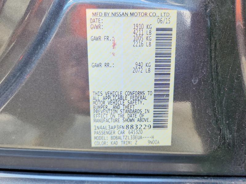 58272126 :رقم المزاد ، 1N4AL3AP3FN883229 vin ، 2015 Nissan Altima مزاد بيع