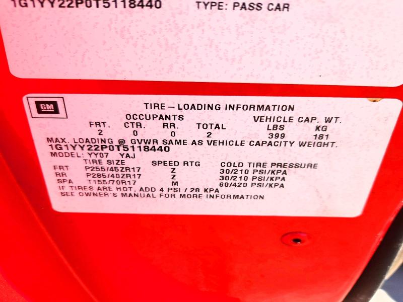 Aukcja sprzedaży 1996 Chevrolet Corvette, vin: 1G1YY22P0T5118440, numer aukcji: 58285076