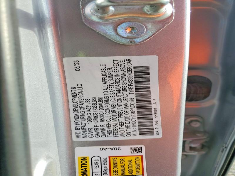 Продажа на аукционе авто 2023 Honda Accord, vin: 1HGCY1F26PA030176, номер лота: 58599016