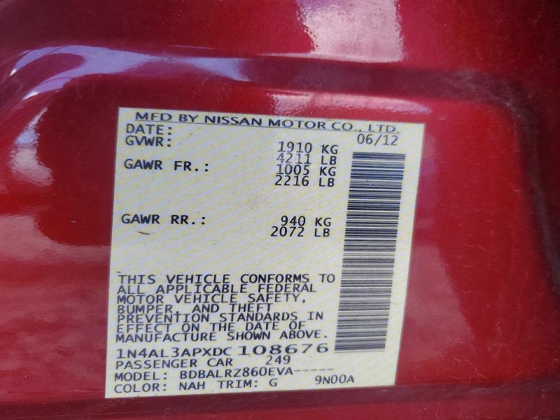 55851046 :رقم المزاد ، 1N4AL3APXDC108676 vin ، 2013 Nissan Altima مزاد بيع