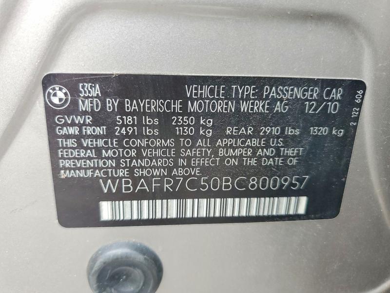 Продаж на аукціоні авто 2011 Bmw 535, vin: WBAFR7C50BC800957, номер лоту: 58776976