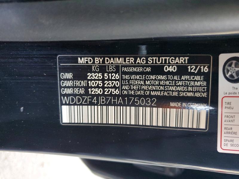 2017 Mercedes-benz E მანქანა იყიდება აუქციონზე, vin: WDDZF4JB7HA175032, აუქციონის ნომერი: 57557026