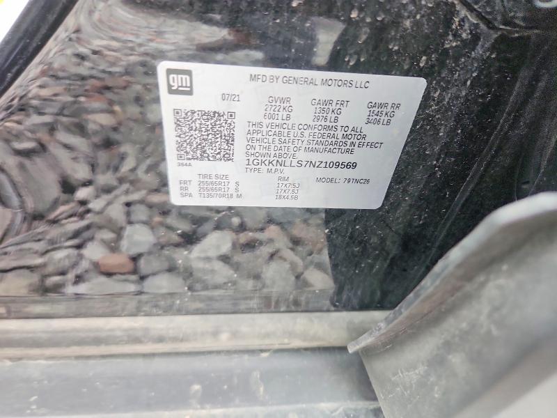 58715806 :رقم المزاد ، 1GKKNLLS7NZ109569 vin ، 2022 Gmc Acadia مزاد بيع