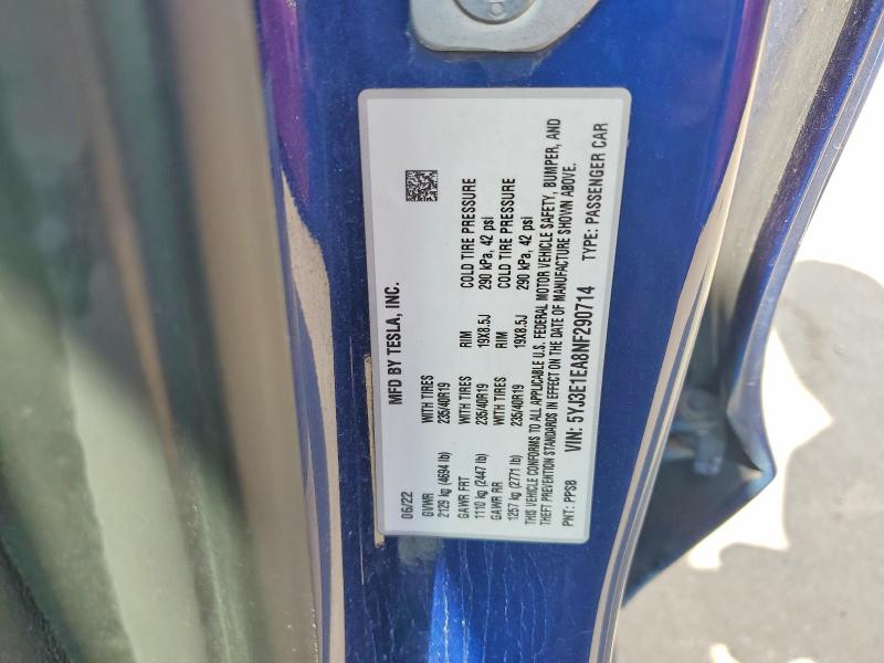 Продаж на аукціоні авто 2022 Tesla Model 3, vin: 5YJ3E1EA8NF290714, номер лоту: 57906126