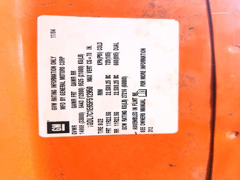 Продажа на аукционе авто 2005 Gmc C7500, vin: 1GDL7C1E65F512950, номер лота: 58360306