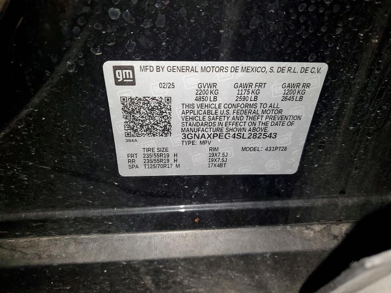 Aukcja sprzedaży 2025 Chevrolet Equinox, vin: 3GNAXPEG4SL282543, numer aukcji: 57704976