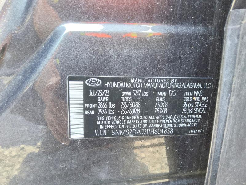 Aukcja sprzedaży 2023 Hyundai Santa Fe, vin: 5NMS2DAJ2PH604838, numer aukcji: 58478406