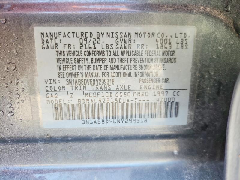 Продажа на аукционе авто 2022 Nissan Sentra, vin: 3N1AB8DV6NY299318, номер лота: 56105556