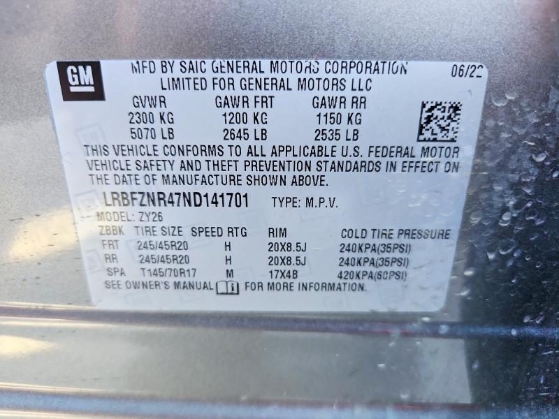 Продаж на аукціоні авто 2022 Buick Envision, vin: LRBFZNR47ND141701, номер лоту: 55458916