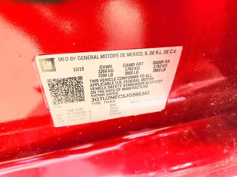57948536 :رقم المزاد ، 3GTU2NEC5JG596361 vin ، 2018 Gmc Sierra مزاد بيع