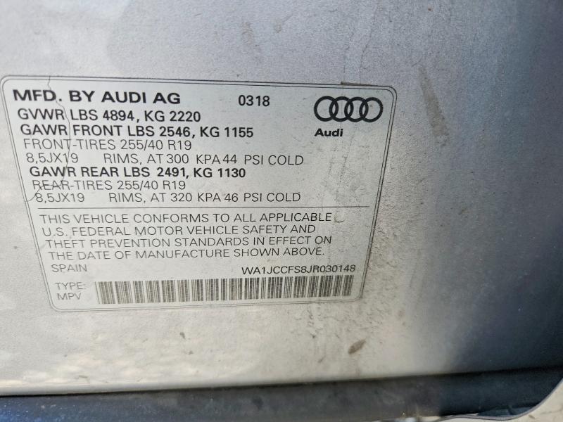 Продаж на аукціоні авто 2018 Audi Q3, vin: WA1JCCFS8JR030148, номер лоту: 57855086