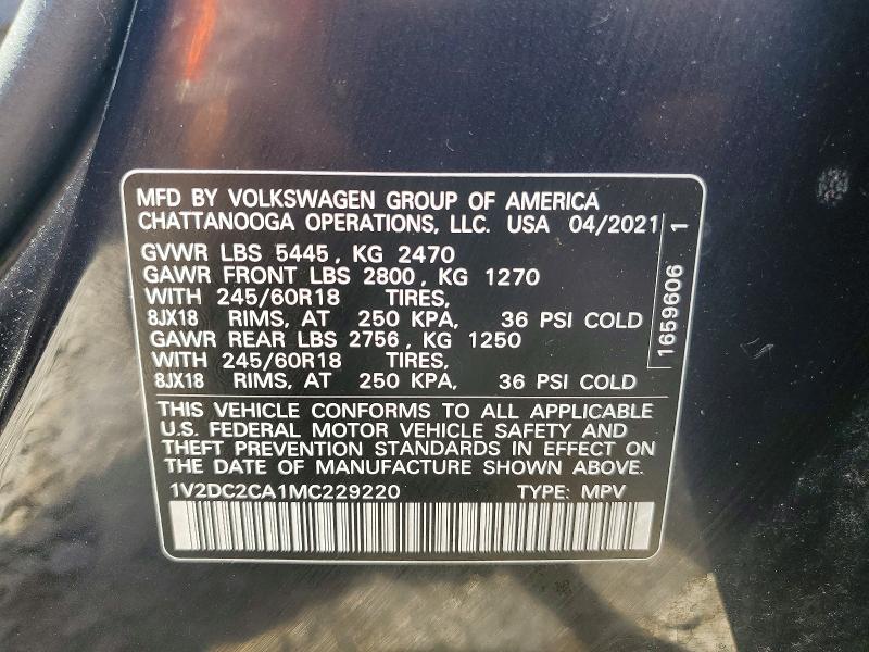 Продажа на аукционе авто 2021 Volkswagen Atlas Cross Sport, vin: 1V2DC2CA1MC229220, номер лота: 54992036