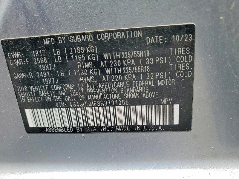 Продажа на аукционе авто 2024 Subaru Crosstrek, vin: 4S4GUHM68R3731055, номер лота: 56896446