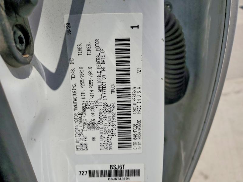 Продажа на аукционе авто 2021 Toyota Tundra, vin: 5TFEY5F19MX274841, номер лота: 55420486