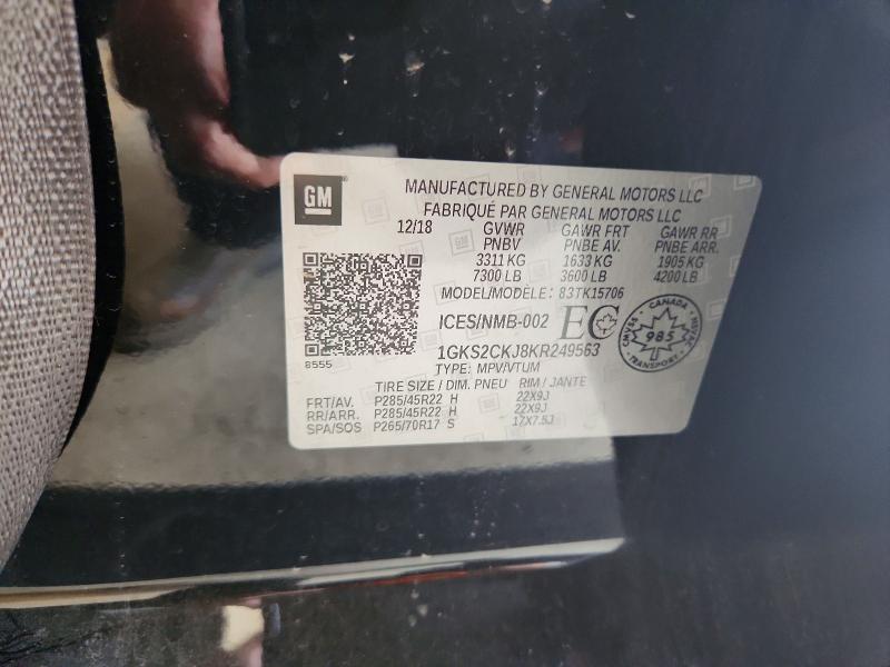 Продаж на аукціоні авто 2019 Gmc Yukon, vin: 1GKS2CKJ8KR249563, номер лоту: 85634515